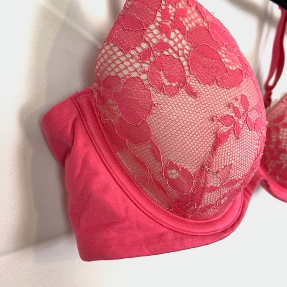Victorias Secret BODY LINED DEMI Pink Lace Bra 32C - Picture 11 of 16
